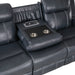 Littleton Double Reclining Sofa with Center Drop-Down Cup Holders,Storage Pouch, Receptacles and USB Ports in Blue - 8516BU-3 - FAMSA Furniture (TX)