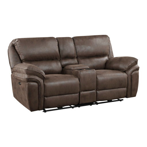 Proctor Power Double Reclining Loveseat with Center Console in Brown - 8517BRW-2PW - FAMSA Furniture (TX)