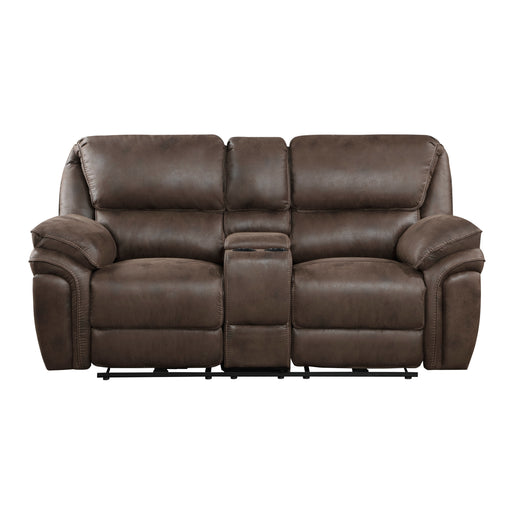 Proctor Power Double Reclining Loveseat with Center Console in Brown - 8517BRW-2PW - FAMSA Furniture (TX)