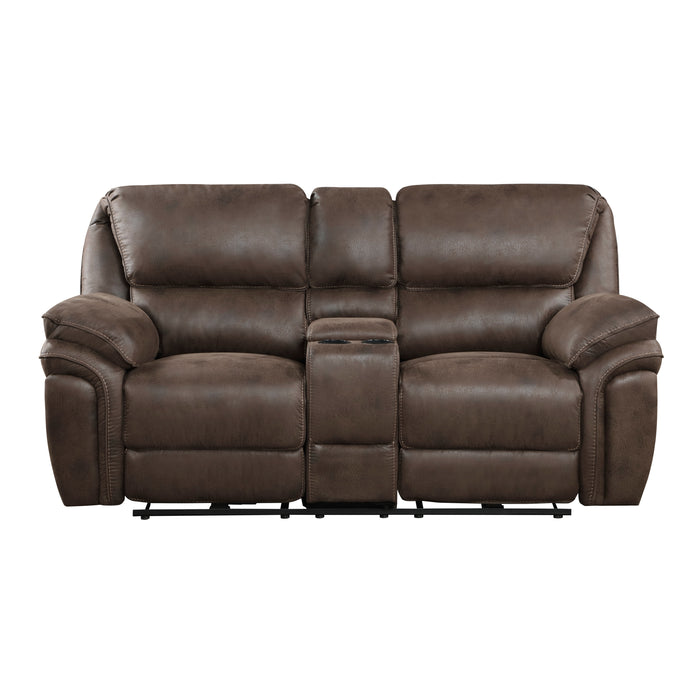 Proctor Power Double Reclining Loveseat with Center Console in Brown - 8517BRW-2PW - FAMSA Furniture (TX)