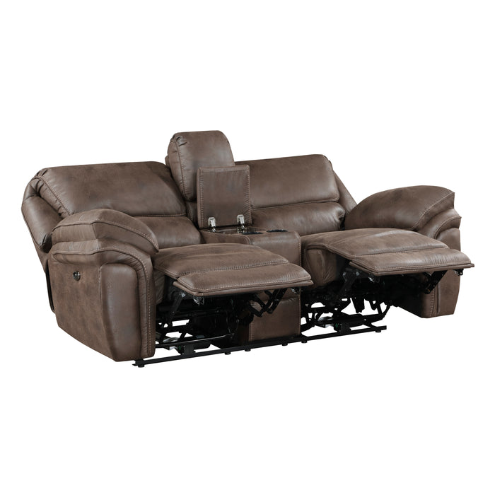 Proctor Power Double Reclining Loveseat with Center Console in Brown - 8517BRW-2PW - FAMSA Furniture (TX)