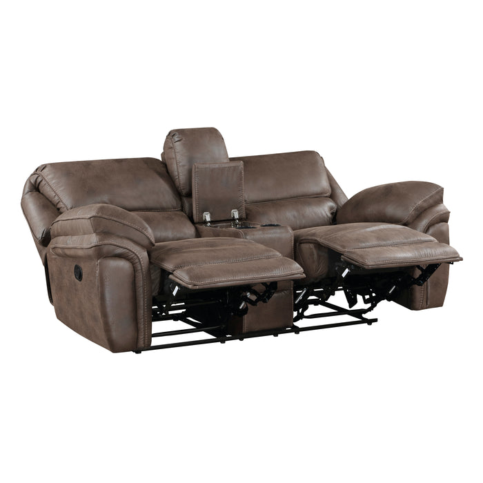 Proctor Double Reclining Loveseat with Center Console in Brown - 8517BRW-2 - FAMSA Furniture (TX)
