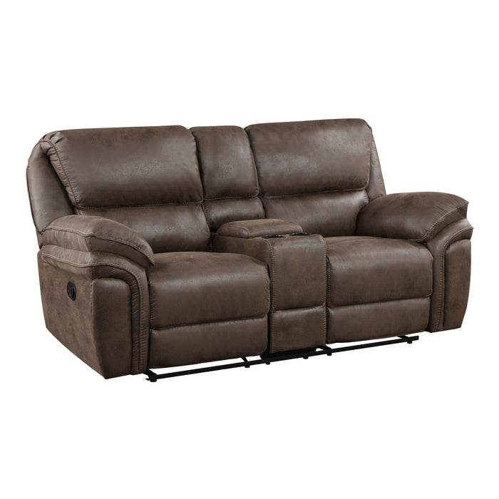 Proctor Double Reclining Loveseat with Center Console in Brown - 8517BRW-2 - FAMSA Furniture (TX)