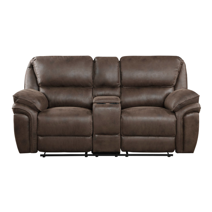 8517BRW-2 Double Reclining Love Seat with Center Console image