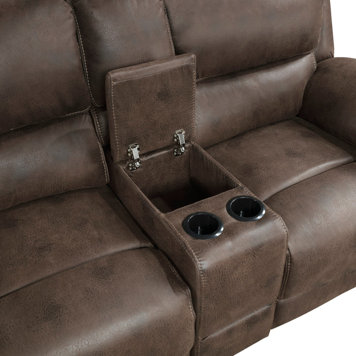 8517BRW-2 Double Reclining Love Seat with Center Console image