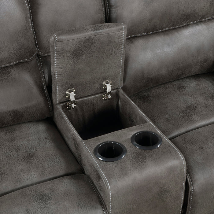 Proctor Power Double Reclining Loveseat with Center Console in Gray - 8517GRY-2PW - FAMSA Furniture (TX)