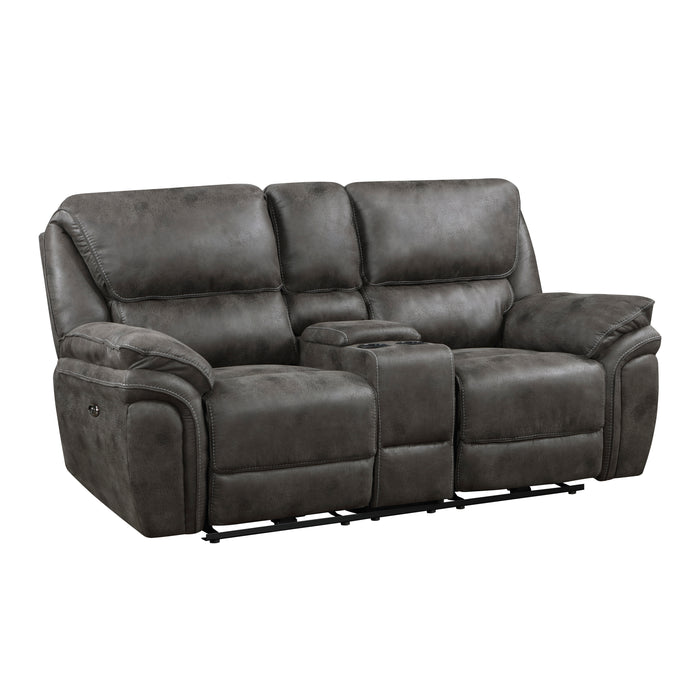 Proctor Power Double Reclining Loveseat with Center Console in Gray - 8517GRY-2PW - FAMSA Furniture (TX)