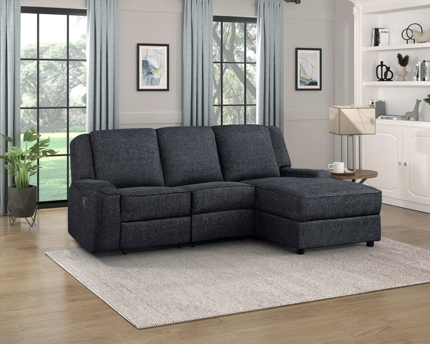 Monterey 2-Piece Reclining Sectional with Right Chaise in Black - 8530EB*SC - FAMSA Furniture (TX)