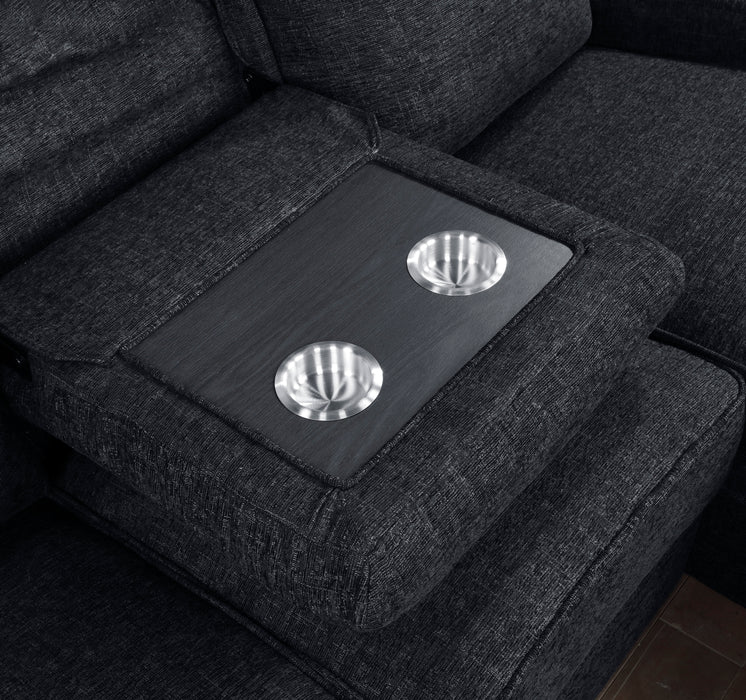 Monterey 2-Piece Reclining Sectional with Right Chaise in Black - 8530EB*SC - FAMSA Furniture (TX)
