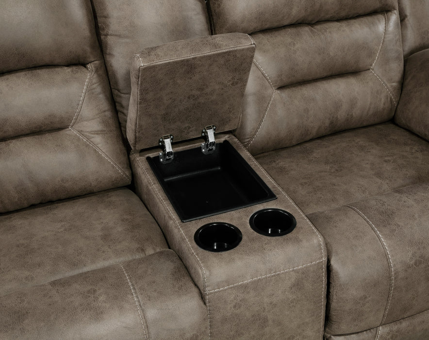 Hazen Double Reclining Loveseat with Center Console in Brown - 8538BR-2 - FAMSA Furniture (TX)