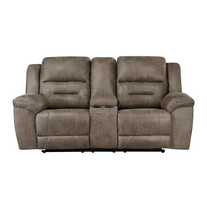 Hazen Double Reclining Loveseat with Center Console in Brown - 8538BR-2 - FAMSA Furniture (TX)