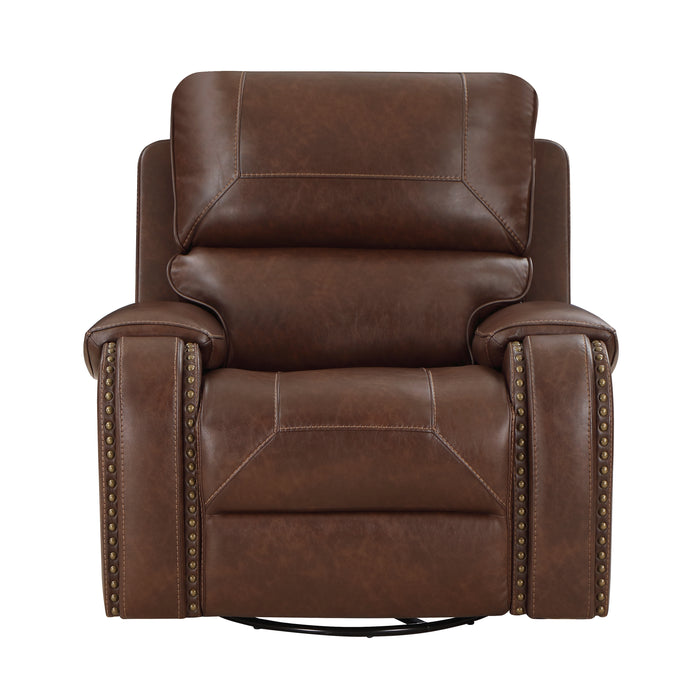 Newnan Swivel Glider Reclining Chair in Brown - 8549BRW-1 - FAMSA Furniture (TX)