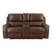 Newnan Double Glider Reclining Loveseat with Center Console, Receptacles and USB Ports in Brown - 8549BRW-2 - FAMSA Furniture (TX)