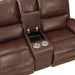 Newnan Double Glider Reclining Loveseat with Center Console, Receptacles and USB Ports in Brown - 8549BRW-2 - FAMSA Furniture (TX)