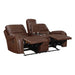 Newnan Double Glider Reclining Loveseat with Center Console, Receptacles and USB Ports in Brown - 8549BRW-2 - FAMSA Furniture (TX)
