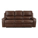 Newnan Double Reclining Sofa with Center Drop-Down Cup Holders, Receptacles and USB Ports in Brown - 8549BRW-3 - FAMSA Furniture (TX)