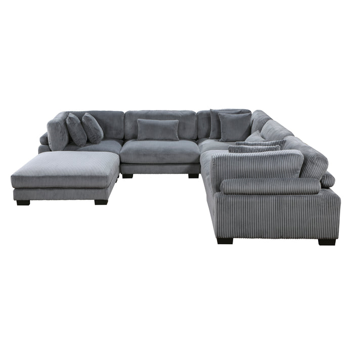 Traverse 6-Piece Modular Sectional with Ottoman in Gray - 8555GY*3CR2ACOT - FAMSA Furniture (TX)