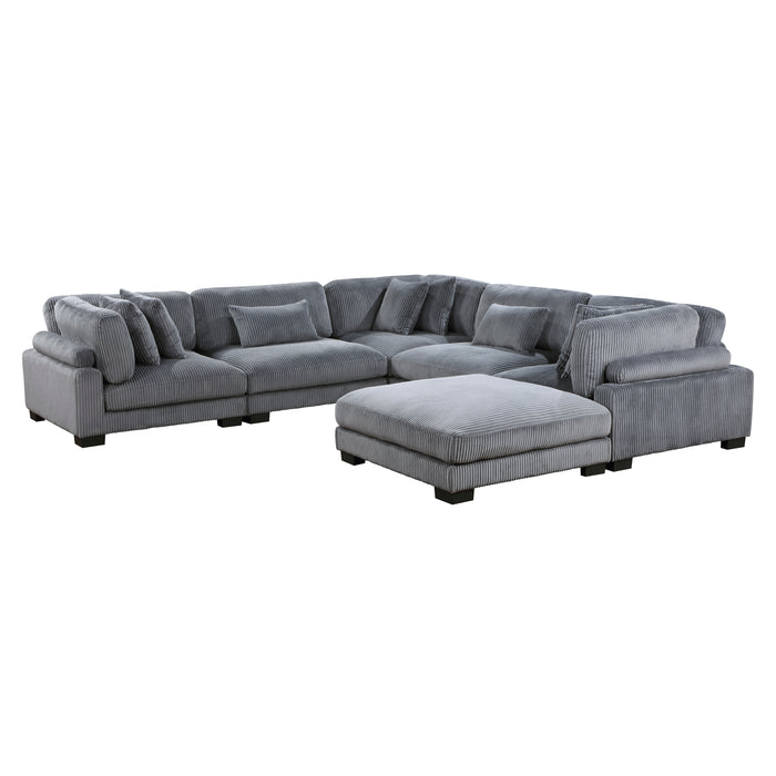 Traverse 6-Piece Modular Sectional with Ottoman in Gray - 8555GY*3CR2ACOT - FAMSA Furniture (TX)