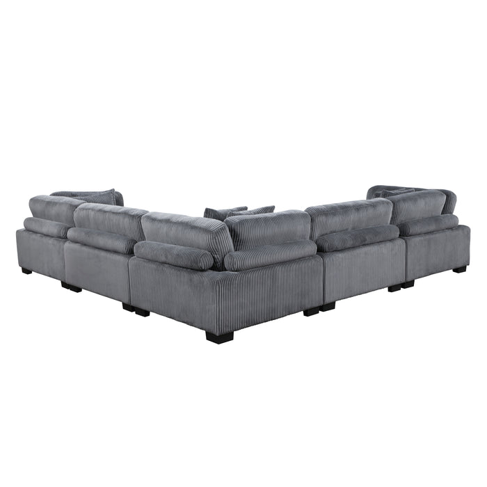 Traverse 5-Piece Modular Sectional in Gray - 8555GY*2AC3CR - FAMSA Furniture (TX)