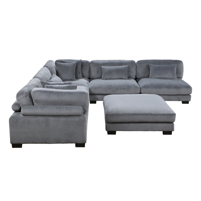 Traverse 6-Piece Modular Sectional with Ottoman in Gray - 8555GY*6OT - FAMSA Furniture (TX)
