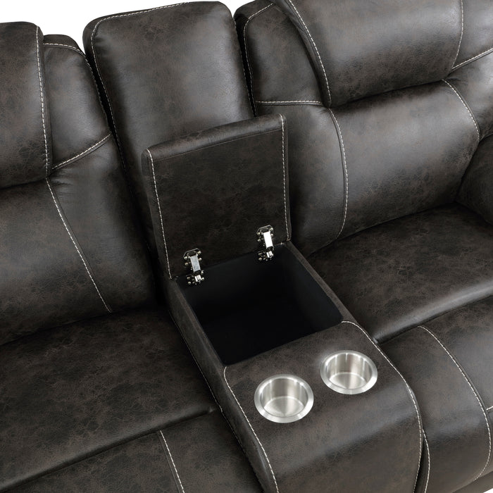 Gainesville Double Reclining Loveseat with Center Console in Brown - 8560PM-2 - FAMSA Furniture (TX)