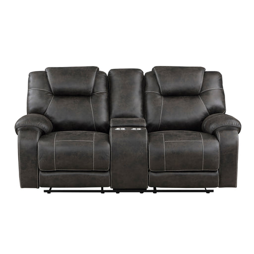 Gainesville Double Reclining Loveseat with Center Console in Brown - 8560PM-2 - FAMSA Furniture (TX)