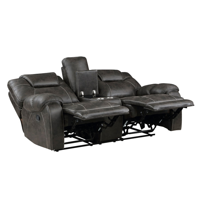 Gainesville Double Reclining Loveseat with Center Console in Brown - 8560PM-2 - FAMSA Furniture (TX)