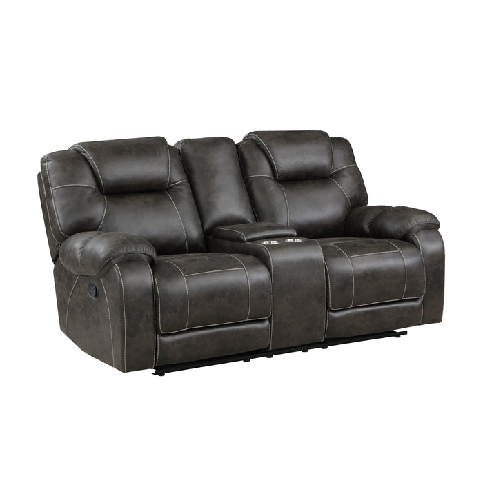 Gainesville Double Reclining Loveseat with Center Console in Brown - 8560PM-2 - FAMSA Furniture (TX)