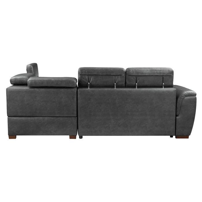 Barre 2-Piece Sectional with Pull-out Bed and Right Chaise with Hidden Storage, Adjustable Headrests in Gray - 8567GY*SC - FAMSA Furniture (TX)