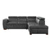 Barre 2-Piece Sectional with Pull-out Bed and Right Chaise with Hidden Storage, Adjustable Headrests in Gray - 8567GY*SC - FAMSA Furniture (TX)