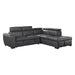 Barre 2-Piece Sectional with Pull-out Bed and Right Chaise with Hidden Storage, Adjustable Headrests in Gray - 8567GY*SC - FAMSA Furniture (TX)