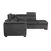 Barre 2-Piece Sectional with Pull-out Bed and Right Chaise with Hidden Storage, Adjustable Headrests in Gray - 8567GY*SC - FAMSA Furniture (TX)