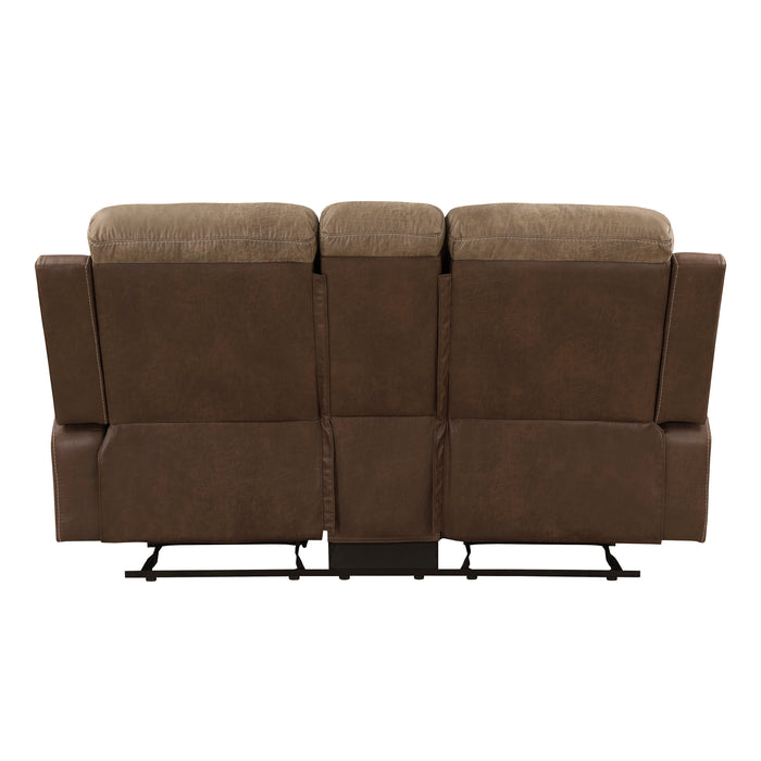 Glendale Double Glider Reclining Loveseat with Center Console in Brown - 8599BR-2 - FAMSA Furniture (TX)