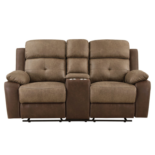 Glendale Double Glider Reclining Loveseat with Center Console in Brown - 8599BR-2 - FAMSA Furniture (TX)