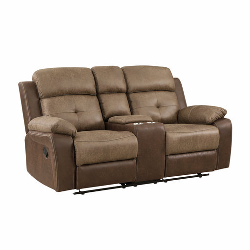 Glendale Double Glider Reclining Loveseat with Center Console in Brown - 8599BR-2 - FAMSA Furniture (TX)