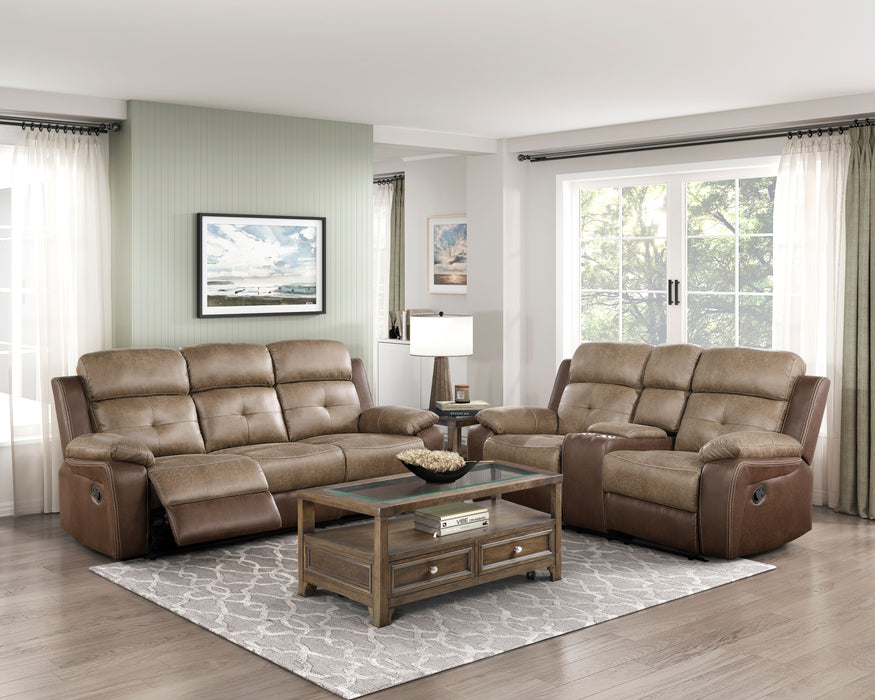 Glendale Double Glider Reclining Loveseat with Center Console in Brown - 8599BR-2 - FAMSA Furniture (TX)