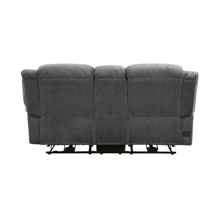 Brennen Power Double Reclining Loveseat with Center Console in Gray - 9204CC-2PW - FAMSA Furniture (TX)