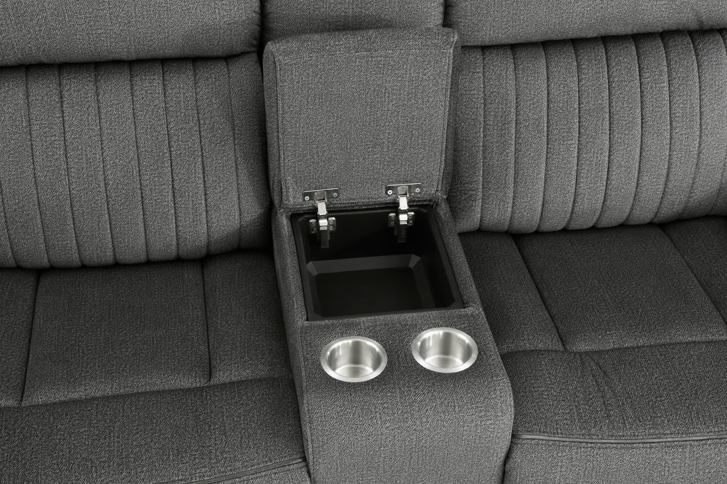 Brennen Double Reclining Loveseat with Center Console in Gray - 9204CC-2 - FAMSA Furniture (TX)