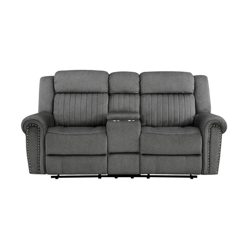 Brennen Double Reclining Loveseat with Center Console in Gray - 9204CC-2 - FAMSA Furniture (TX)