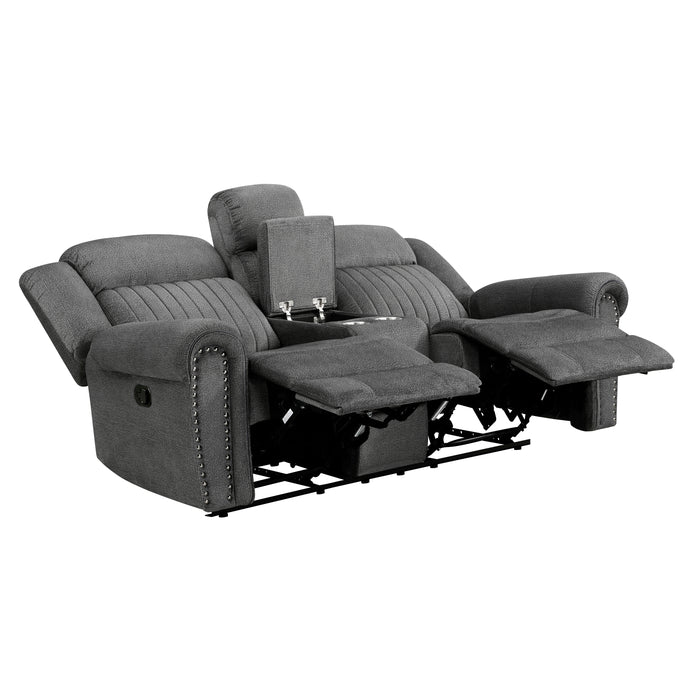 Brennen Double Reclining Loveseat with Center Console in Gray - 9204CC-2 - FAMSA Furniture (TX)