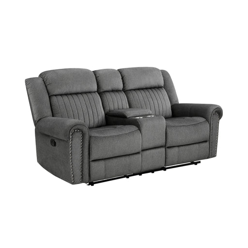 Brennen Double Reclining Loveseat with Center Console in Gray - 9204CC-2 - FAMSA Furniture (TX)