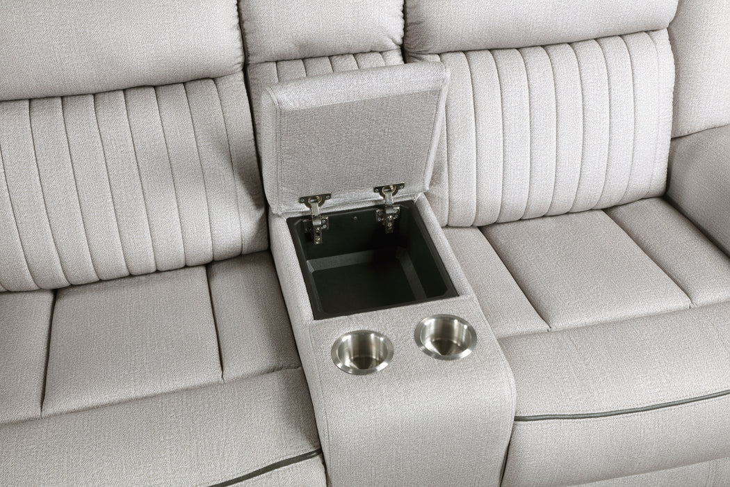 Brennen Power Double Reclining Loveseat with Center Console in Gray - 9204MT-2PW - FAMSA Furniture (TX)