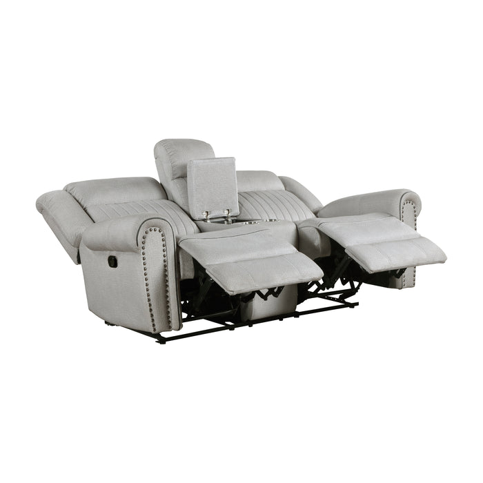 Brennen Double Reclining Loveseat with Center Console in Gray - 9204MT-2 - FAMSA Furniture (TX)