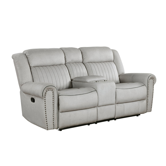 Brennen Double Reclining Loveseat with Center Console in Gray - 9204MT-2 - FAMSA Furniture (TX)