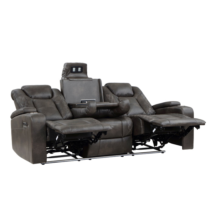 Tabor 2pc Set: Sofa, Love (Power) in Brown/Gray - 9211BRG*2PWH - FAMSA Furniture (TX)
