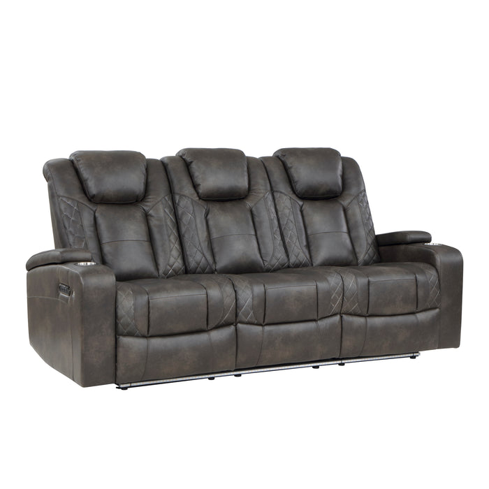 Tabor 2pc Set: Sofa, Love (Power) in Brown/Gray - 9211BRG*2PWH - FAMSA Furniture (TX)