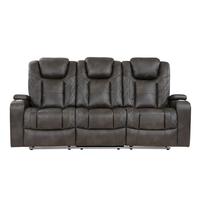 Tabor 2pc Set: Sofa, Love (Power) in Brown/Gray - 9211BRG*2PWH - FAMSA Furniture (TX)