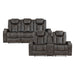 Tabor 2pc Set: Sofa, Love (Power) in Brown/Gray - 9211BRG*2PWH - FAMSA Furniture (TX)