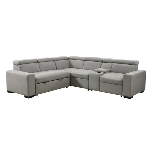 Farrah 3-Piece Sectional with Adjustable Headrests, Pull-out Bed and Console in Gray - 9219GY*SC - FAMSA Furniture (TX)