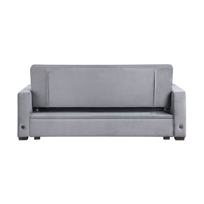 Grady Convertible Sofa with Hidden Storage, Cup Holders and Charging Ports in Gray - 9258 - FAMSA Furniture (TX)